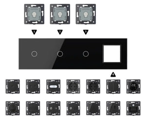 Zelf samenstellen | Zwart | Afdekraam 1+1+1+SR Livolo Nederland B.V.