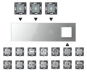 Zelf samenstellen | Grijs | Afdekraam 1+1+1+SR Livolo Nederland B.V.