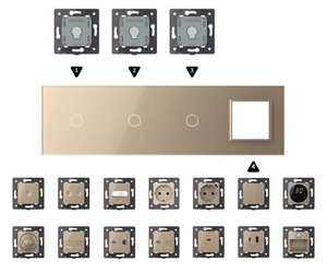 Zelf samenstellen | Goud | Afdekraam 1+1+1+SR Livolo Nederland B.V.