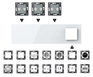 Zelf samenstellen | Wit | Afdekraam 2+2+2+SR Livolo Nederland B.V.