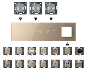 Zelf samenstellen | Goud | Afdekraam 2+2+2+SR Livolo Nederland B.V.