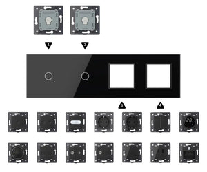 Zelf samenstellen | Zwart | Afdekraam 1+1+SR+SR Livolo Nederland B.V.
