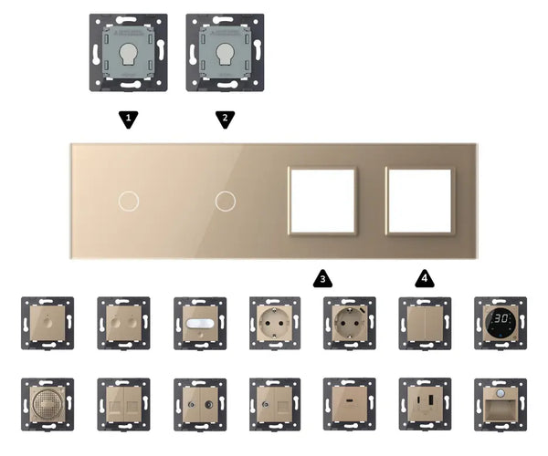 Zelf samenstellen | Goud | Afdekraam 1+1+SR+SR Livolo Nederland B.V.