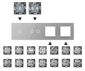 Zelf samenstellen | Grijs | Afdekraam 1+2+SR+SR Livolo Nederland B.V.