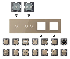 Zelf samenstellen | Goud | Afdekraam 1+2+SR+SR Livolo Nederland B.V.