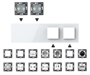 Zelf samenstellen | Wit | Afdekraam 2+2+SR+SR Livolo Nederland B.V.