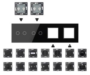 Zelf samenstellen | Zwart | Afdekraam 2+2+SR+SR Livolo Nederland B.V.