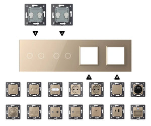 Zelf samenstellen | Goud | Afdekraam 2+2+SR+SR Livolo Nederland B.V.