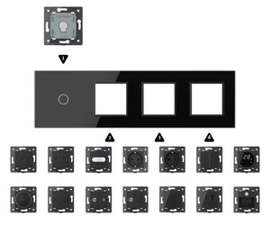 Zelf samenstellen | Zwart | Afdekraam 1+SR+SR+SR Livolo Nederland B.V.