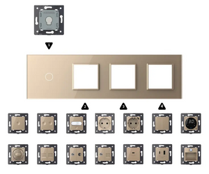 Zelf samenstellen | Goud | Afdekraam 1+SR+SR+SR Livolo Nederland B.V.