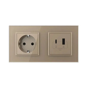 Livolo | Goud | SR+SR | Wandcontactdoos | USB + USB type C oplader Livolo Nederland B.V.