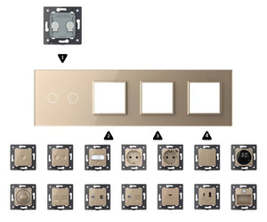 Zelf samenstellen | Goud | Afdekraam 2+SR+SR+SR Livolo Nederland B.V.