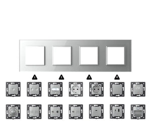 Zelf samenstellen | Grijs | Afdekraam SR+SR+SR+SR Livolo Nederland B.V.