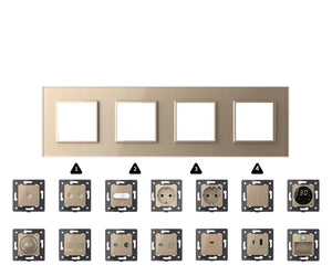 Zelf samenstellen | Goud | Afdekraam SR+SR+SR+SR Livolo Nederland B.V.
