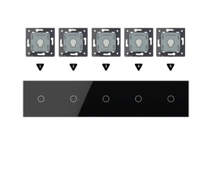 Zelf samenstellen | Zwart | Afdekraam 1+1+1+1+1 Livolo Nederland B.V.