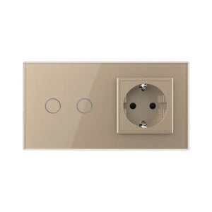 Livolo | Goud | 2+SR | Aan/Uit | Slimme schakelaar met wandcontactdoos | Smart Home Livolo Nederland B.V.