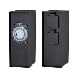 Buiten Wandcontactdoos | Zwart | 2 Stopcontacten | Waterdicht | Schakelklok Livolo Nederland B.V.