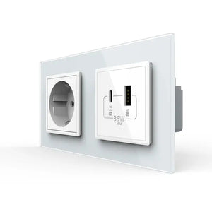 Livolo | Wit | SR+SR | Wandcontactdoos | USB + USB type C oplader Livolo Nederland B.V.