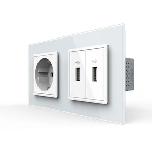 Livolo | Wit | SR+SR | Wandcontactdoos | USB + USB oplader Livolo Nederland B.V.
