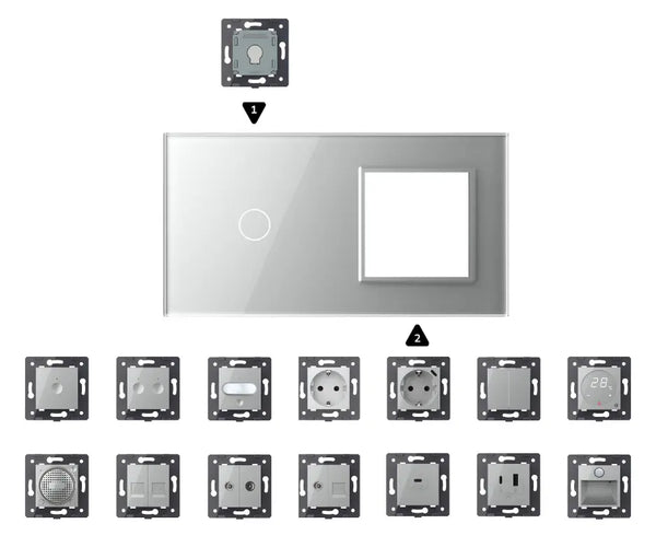 Zelf samenstellen | Grijs | Afdekraam 1+SR Livolo Nederland B.V.
