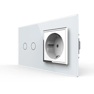 Livolo | Wit | 2+SR | Aan/Uit | Schakelaar | Wandcontactdoos | Chrome frame Livolo Nederland B.V.