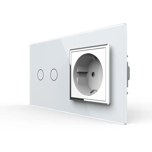 Livolo | Wit | 2+SR | Aan/Uit | Schakelaar | Wandcontactdoos | Chrome frame Livolo Nederland B.V.