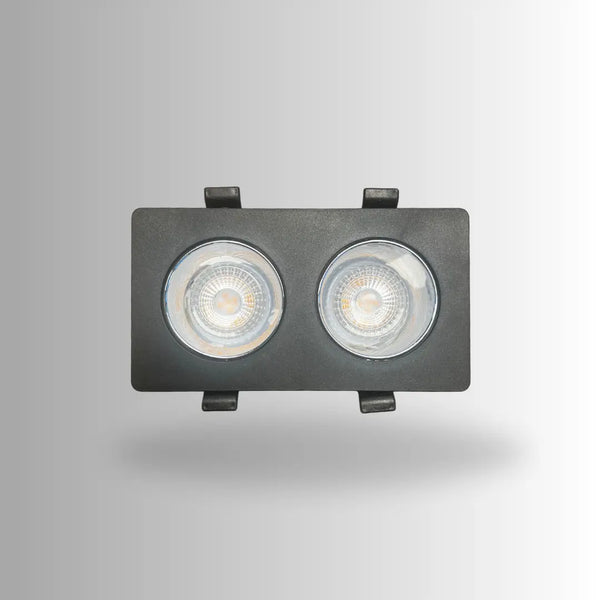 Dubbele GU10 armatuur | Zwart - Chroom | Kantelbaar en Richtbaar | Inbouwspot | Rechthoek | ø 2x76mm Livolo Nederland B.V.
