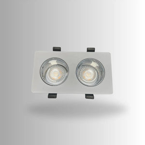 Dubbele GU10 armatuur | Wit - Chroom | Kantelbaar en Richtbaar | Inbouwspot | Rechthoek | ø 2x76mm Livolo Nederland B.V.