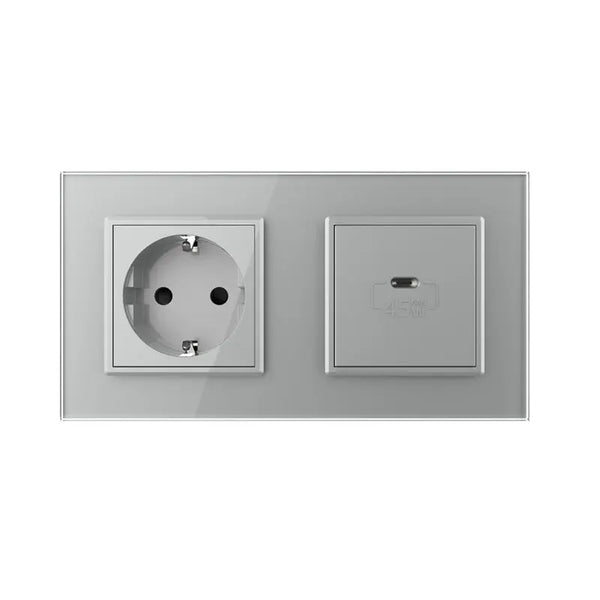 Livolo | Grijs | SR+SR | Wandcontactdoos | USB type C oplader Livolo Nederland B.V.