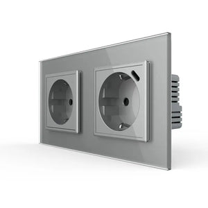 Livolo | Grijs | SR+SR | Wandcontactdoos | Wandcontactdoos + USB-C oplader Livolo Nederland B.V.