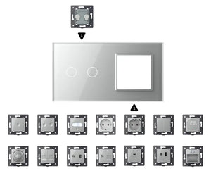 Zelf samenstellen | Grijs | Afdekraam 2+SR Livolo Nederland B.V.