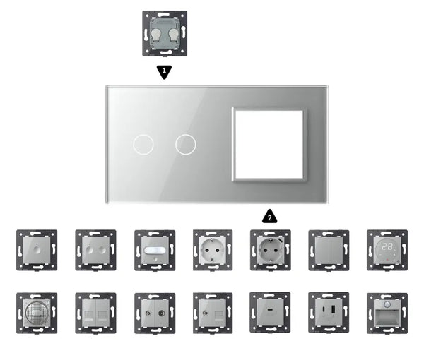 Zelf samenstellen | Grijs | Afdekraam 2+SR Livolo Nederland B.V.