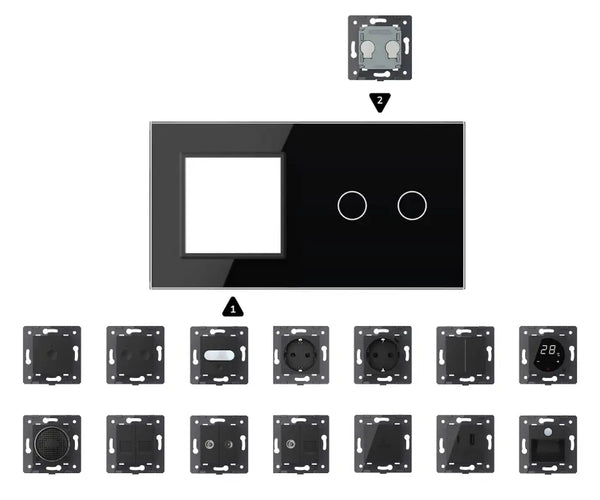 Zelf samenstellen | Zwart | Afdekraam SR+2 Livolo Nederland B.V.