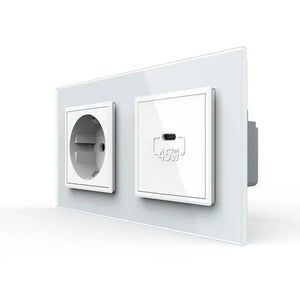 Livolo | Wit | SR+SR | Wandcontactdoos | USB type C oplader Livolo Nederland B.V.