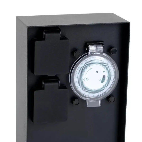 Buiten Wandcontactdoos | Zwart | 2 Stopcontacten | Breed | Waterdicht | Schakelklok Livolo Nederland B.V.