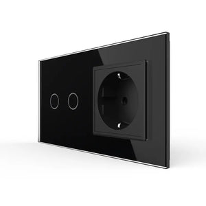Livolo | Zwart | 2+SR | Aan/Uit | Slimme schakelaar met wandcontactdoos | Smart Home Livolo Nederland B.V.