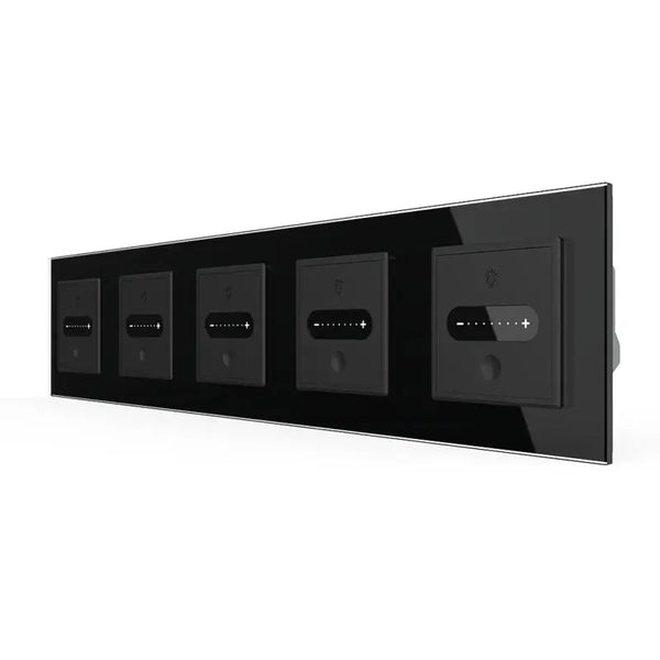 Livolo | Zwart | SR+SR+SR+SR+SR | Slide-Dimmer | Wisselschakelaar | Smart Home Livolo Nederland B.V.