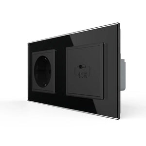 Livolo | Zwart | SR+SR | Wandcontactdoos | USB type C oplader Livolo Nederland B.V.