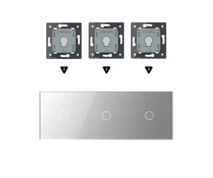 Zelf samenstellen | Grijs | Afdekraam 1+1+1 Livolo Nederland B.V.