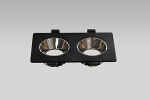 Dubbele GU10 armatuur | Zwart - Chroom | Kantelbaar en Richtbaar | Inbouwspot | Rechthoek | ø 2x76mm Livolo Nederland B.V.