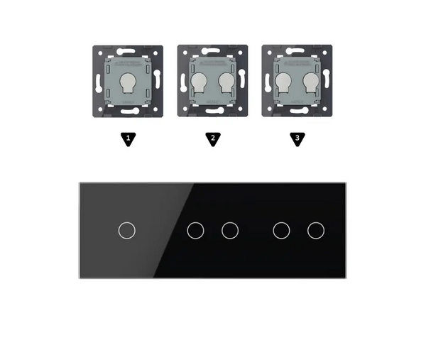 Zelf samenstellen | Zwart | Afdekraam 1+2+2 Livolo Nederland B.V.