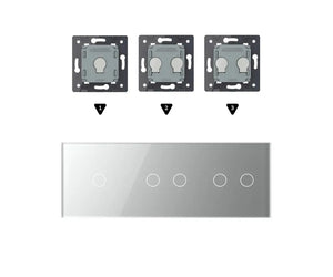 Zelf samenstellen | Grijs | Afdekraam 1+2+2 Livolo Nederland B.V.