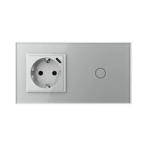 Livolo | Grijs | SR+1 | Aan/Uit | Wandcontactdoos + USB-C Oplader | Schakelaar Livolo Nederland B.V.