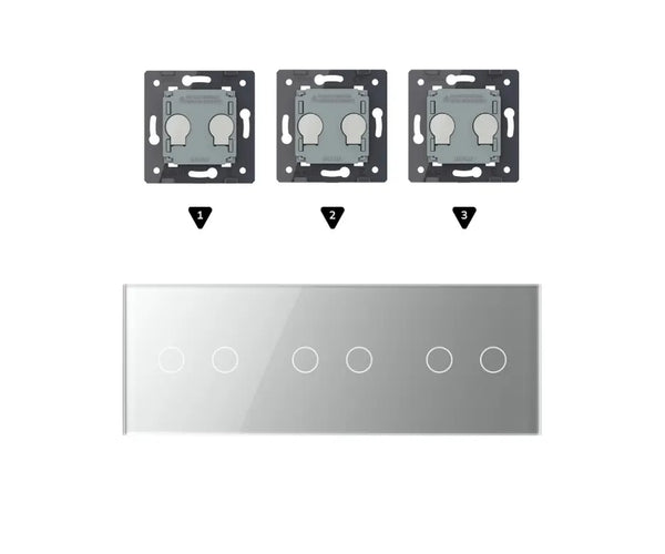 Zelf samenstellen | Grijs | Afdekraam 2+2+2 Livolo Nederland B.V.