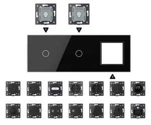 Zelf samenstellen | Zwart | Afdekraam 1+1+SR Livolo Nederland B.V.
