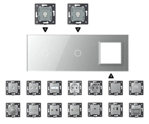 Zelf samenstellen | Grijs | Afdekraam 1+1+SR Livolo Nederland B.V.