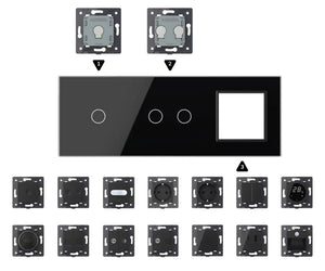 Zelf samenstellen | Zwart | Afdekraam 1+2+SR Livolo Nederland B.V.