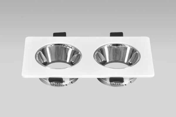 Dubbele GU10 armatuur | Wit - Chroom | Kantelbaar en Richtbaar | Inbouwspot | Rechthoek | ø 2x76mm Livolo Nederland B.V.