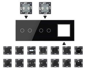 Zelf samenstellen | Zwart | Afdekraam 2+2+SR Livolo Nederland B.V.