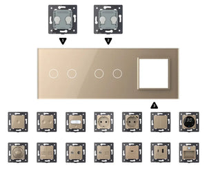Zelf samenstellen | Goud | Afdekraam 2+2+SR Livolo Nederland B.V.